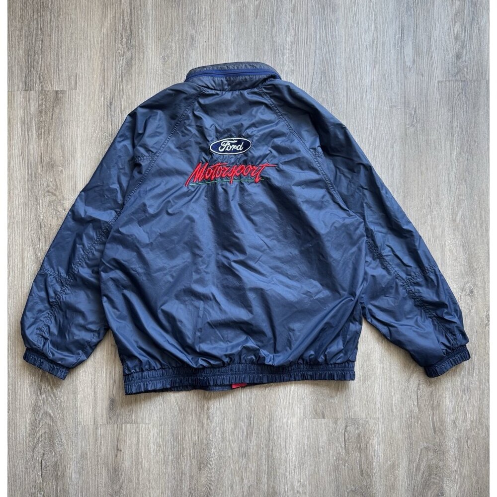 Vintage 90's Ford Motors Auto Canada Jacket Navy Blue Promo Rare Racing